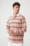 Rugby Long Sleeve Polo, PLUM DOUBLE STRIPE