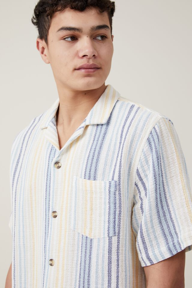 Palma Short Sleeve Shirt, BLUE BUSY STRIPE