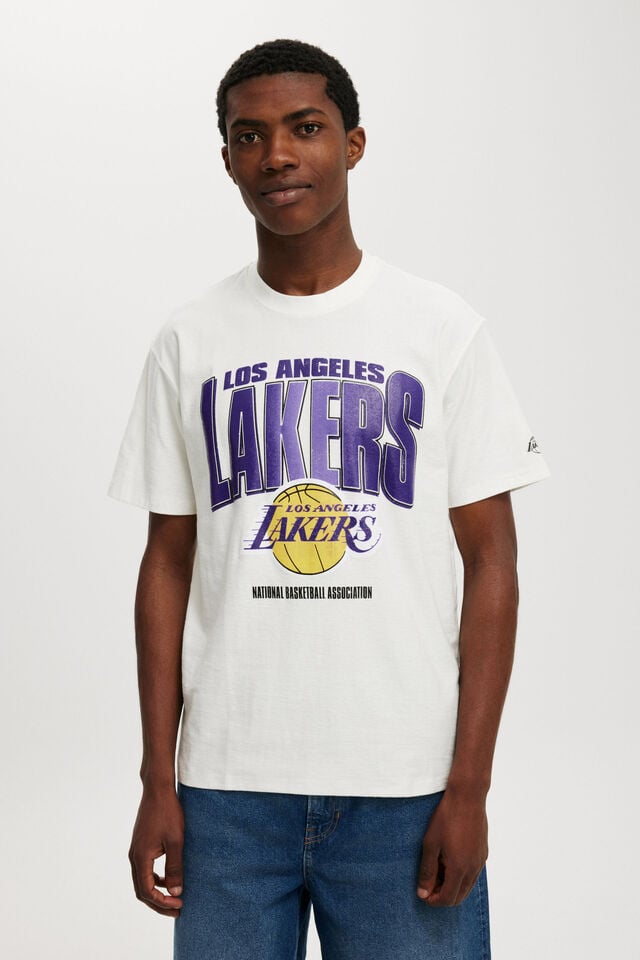 NBA LA Lakers Loose Fit T-Shirt, LCN NBA VINTAGE WHITE/LAKERS - FADE