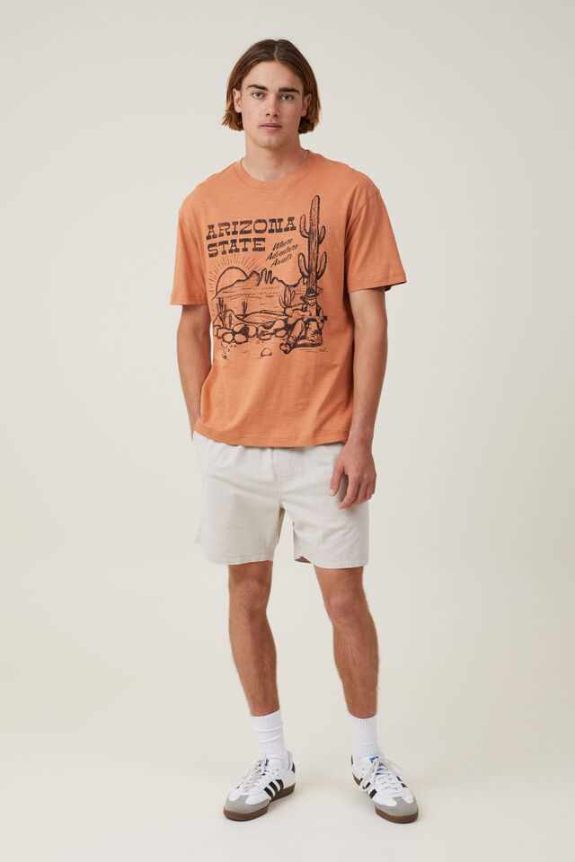 Loose Fit Graphic T-Shirt, CARAMEL/ADVENTURE AWAITS