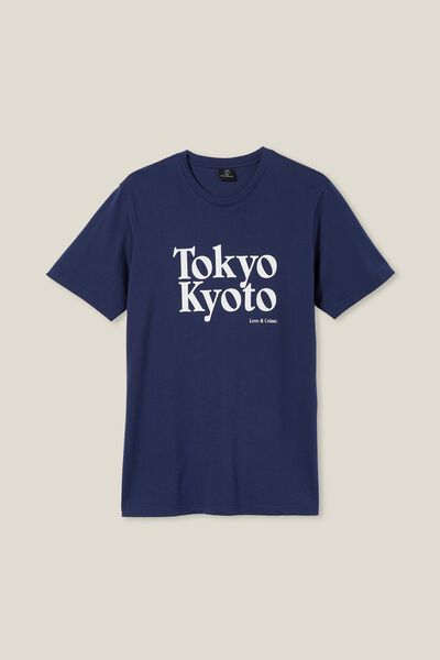Tbar Text T-Shirt, INDIGO/TOKYO KYOTO
