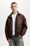 Faux Leather Bomber, OLD COUCH BROWN - alternate image 1