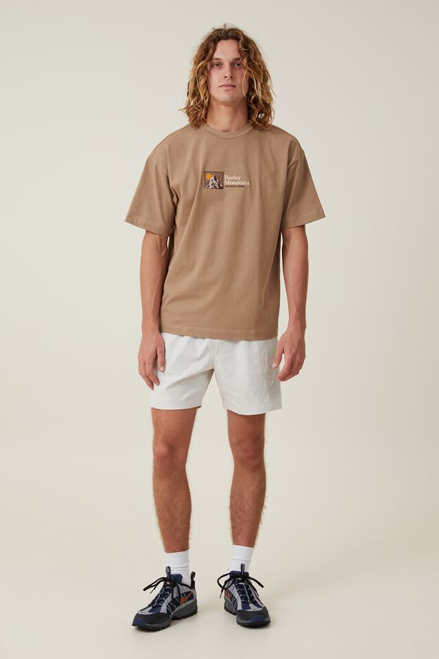 Box Fit Graphic T-Shirt, TAUPE/ROCKY MOUNTAINS
