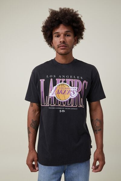Nba Loose Fit T-Shirt, LCN NBA WASHED BLACK/LAKERS - LOCK UP