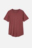 Essential Longline Scoop T-Shirt, AGED WINE