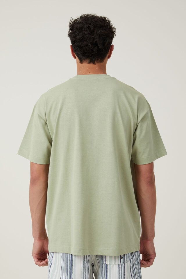 Box Fit Plain T-Shirt, GREEN TEA