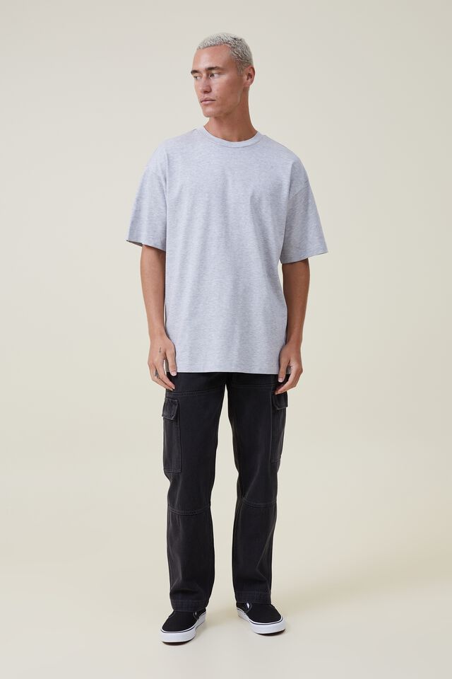 Box Fit Plain T-Shirt, LIGHT GREY MARLE