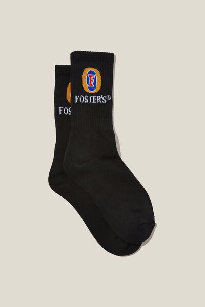 Fosters Active Sock, LCN FOS BLACK/FOSTERS LOGO