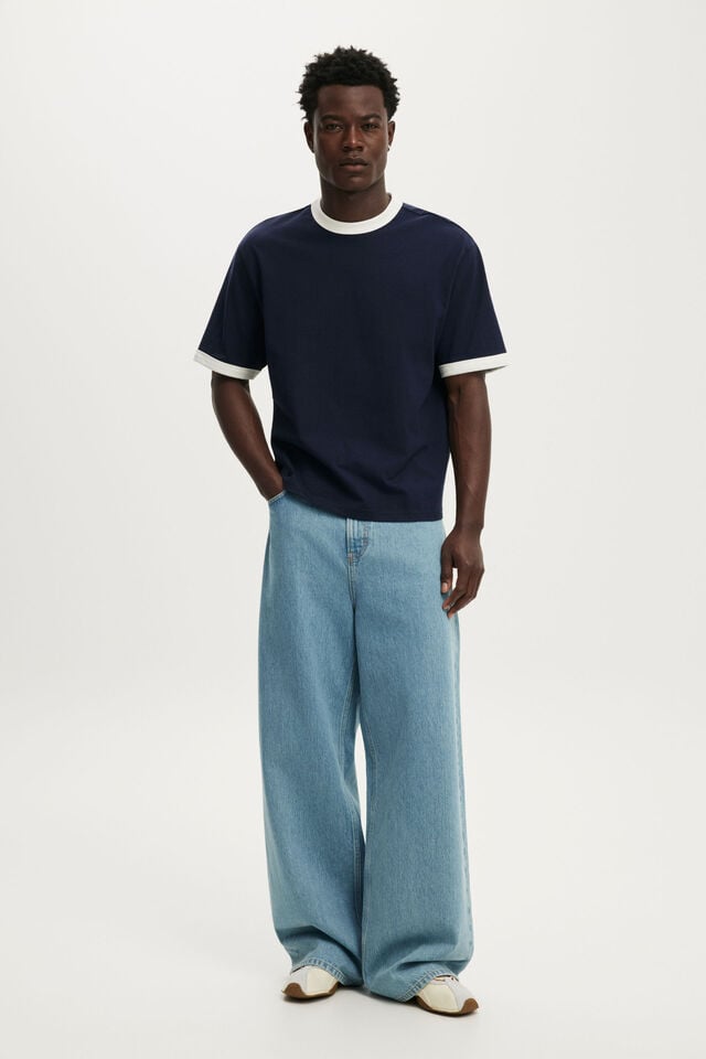 Cropped Fit T-Shirt, VINTAGE NAVY / VINTAGE WHITE RINGER