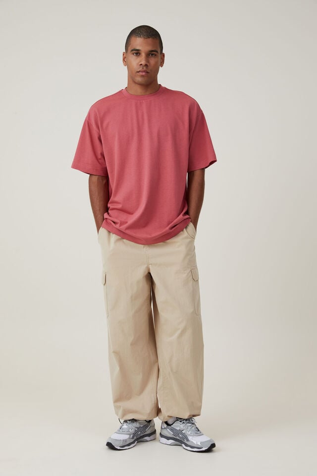 Box Fit Plain T-Shirt, SOFT RED