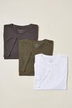 Organic Longline T-Shirt 3 Pack, FADED SLATE/MILITARY/WHITE - alternate image 1