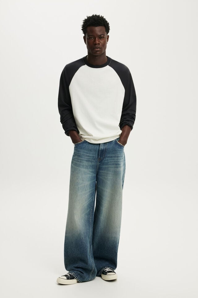 Everyday Fit Long Sleeve T-Shirt, VINTAGE WHITE / WASHED BLACK RAGLAN