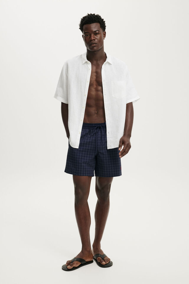 Stretch Swim Short, NAVY CHECK SEERUCKER