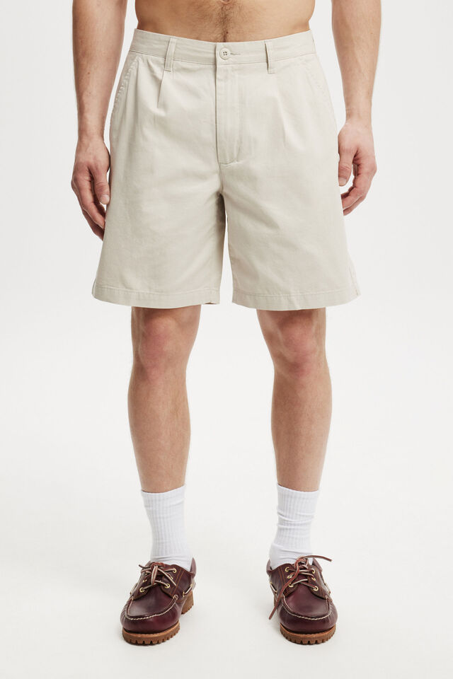 Pleated Short, ECRU TWILL