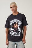 Loose Fit Music T-Shirt, LCN BRA WASHED BLACK/TUPAC - AIRBRUSH - alternate image 1