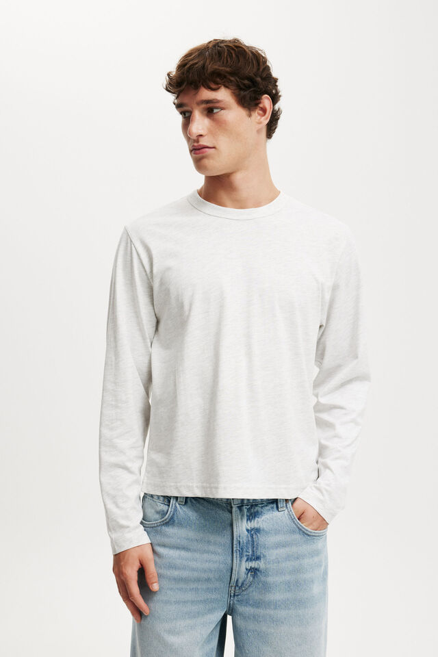 Cropped Fit Long Sleeve, WHITE MARLE