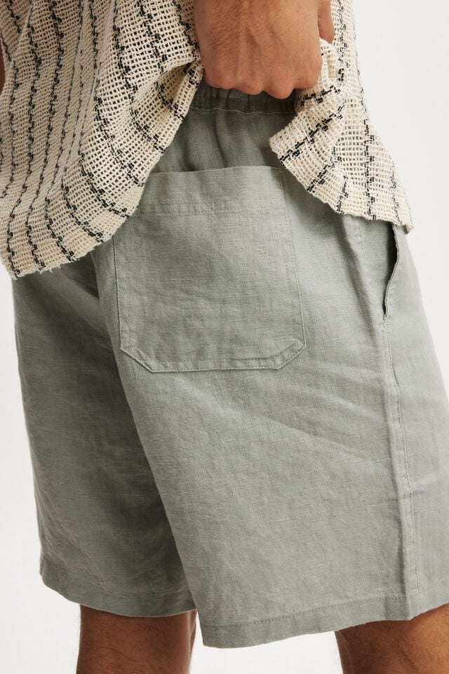 Linen Easy Short, WASHED MILITARY