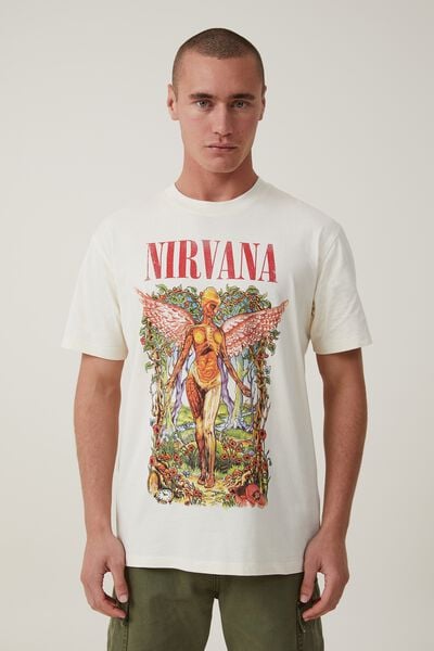 Premium Loose Fit Music T-Shirt, LCN MT CREAMPUFF/NIRVANA - FLORAL IN UTERO