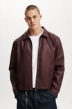 Faux Leather Harrington, DEEP CHERRY - alternate image 1