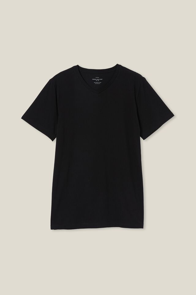 Organic V-Neck T-Shirt, BLACK