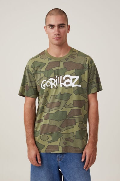 Camiseta - Premium Loose Fit Music T-Shirt, LCN WMG CAMO/GORILLAZ - CAMO