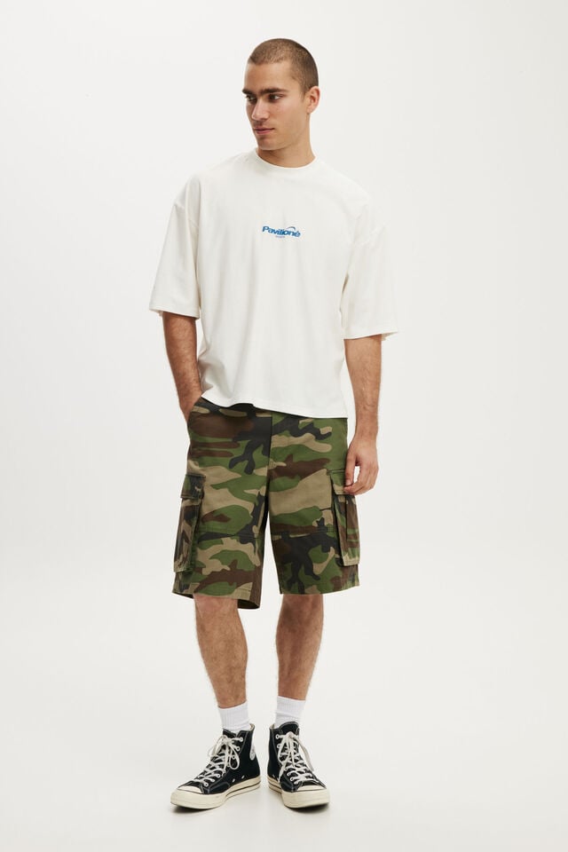 Cropped Fit Graphic T-Shirt, VINTAGE WHITE / PAVILION&Eacute; GLOBE