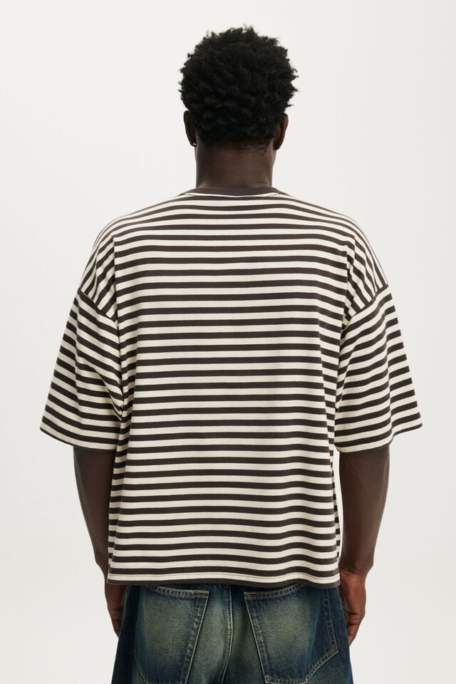 Cropped Fit T-Shirt, OAT / BITTER BROWN STRIPE