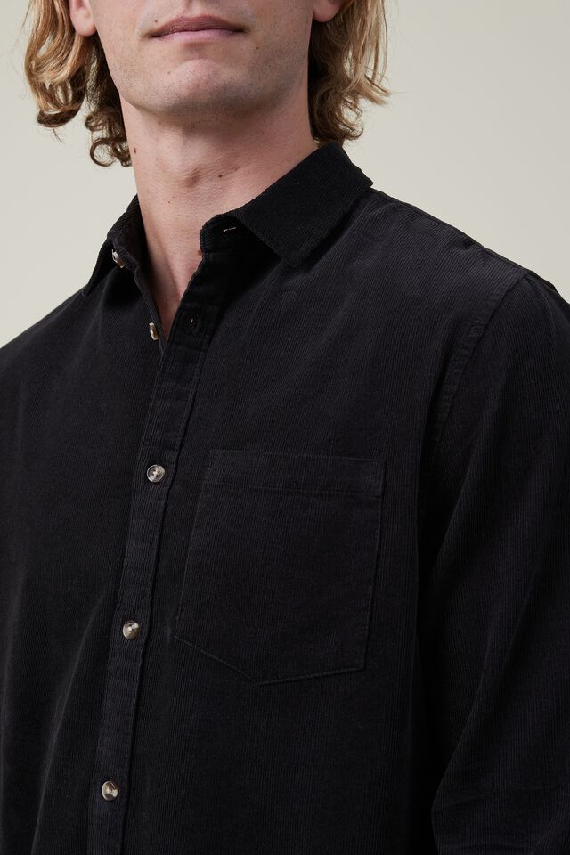 Portland Long Sleeve Shirt, WASHED BLACK CORD