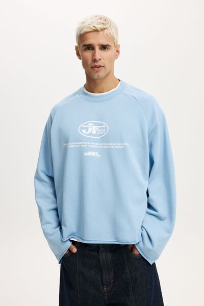 Cropped Honda Jt Racing Crew Fleece, LCN HON PEARL BLUE / JT RACING - RACING USA