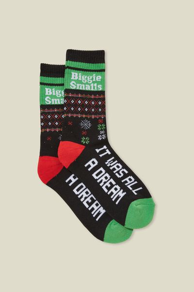 Christmas Sock, LCN PMT BIGGIE SMALLS XMAS INTARSIA PATTERN