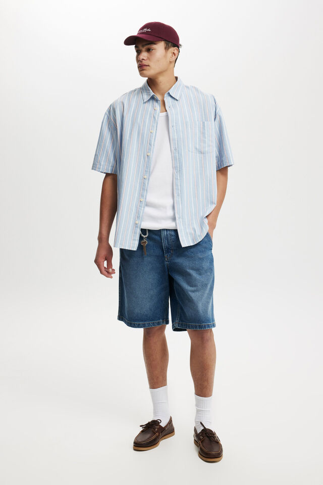 Relaxo Short Sleeve Shirt, VISTA BLUE STRIPE