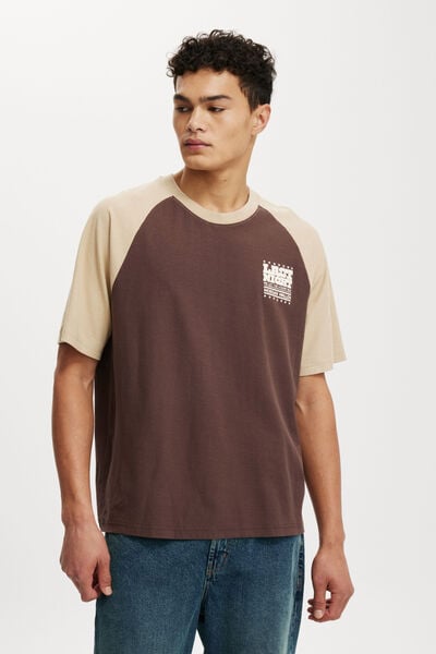 Premium Loose Fit Music T-Shirt, LCN BRA WASHED CHOCOLATE/STONE CLAY/MORGAN WA