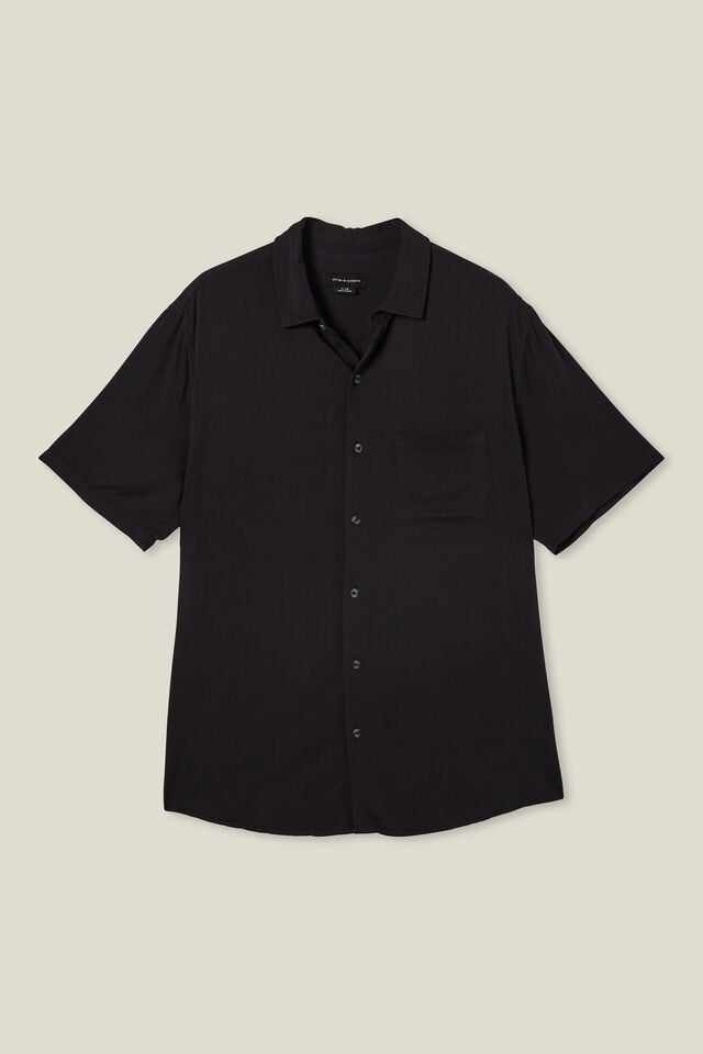 Camisas - Cuban Short Sleeve Shirt, WASHED BLACK