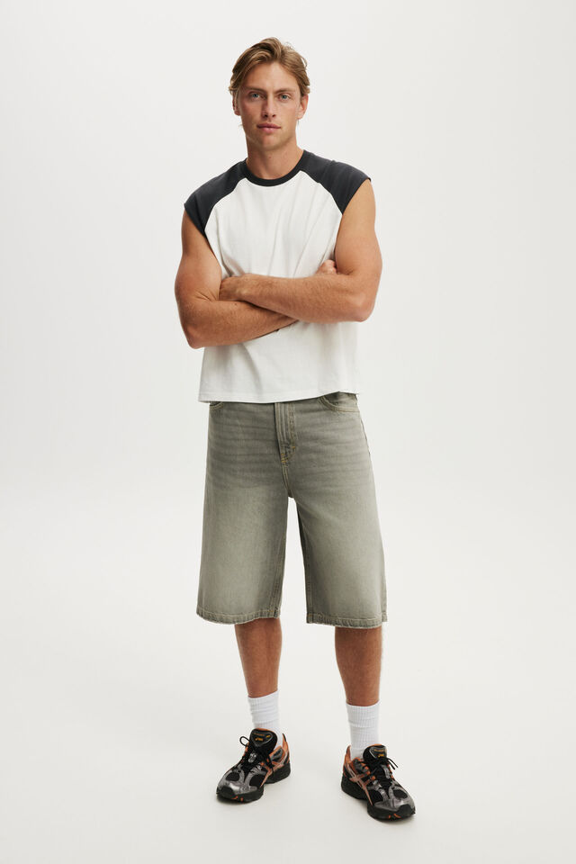 Cropped Fit Muscle, VINTAGE WHITE / WASHED BLACK