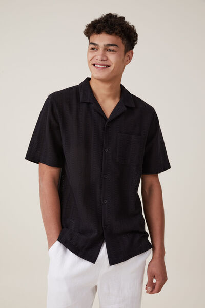Palma Short Sleeve Shirt, BLACK PATTERN
