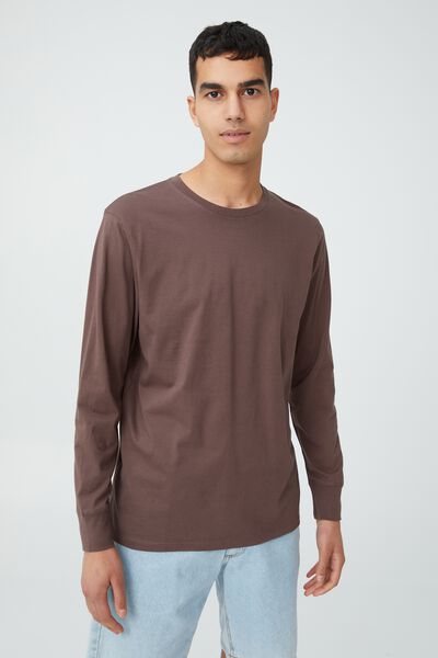 Organic Long Sleeve T-Shirt, WASHED CHOCOLATE
