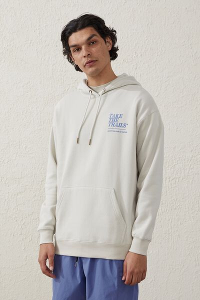 Active Graphic Hooded Fleece, IVORY / TAKE THE TRAILS