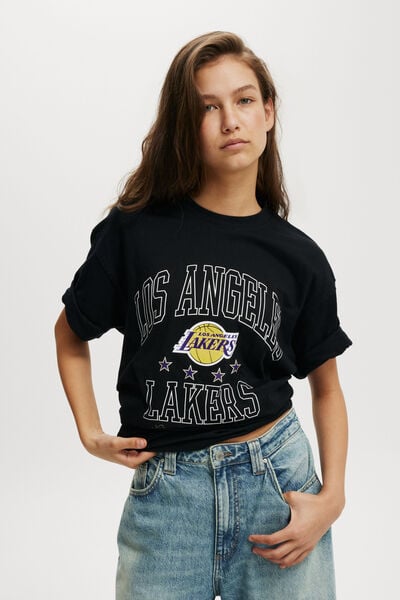 Loose Fit Nba T-Shirt, LCN NBA BLACK / LAKERS - ARCHED STARS