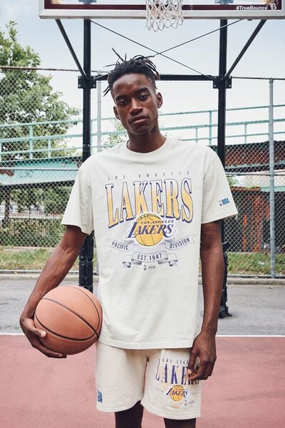 Active Nba Oversized T-Shirt, LCN NBA IVORY / LAKERS BANNER