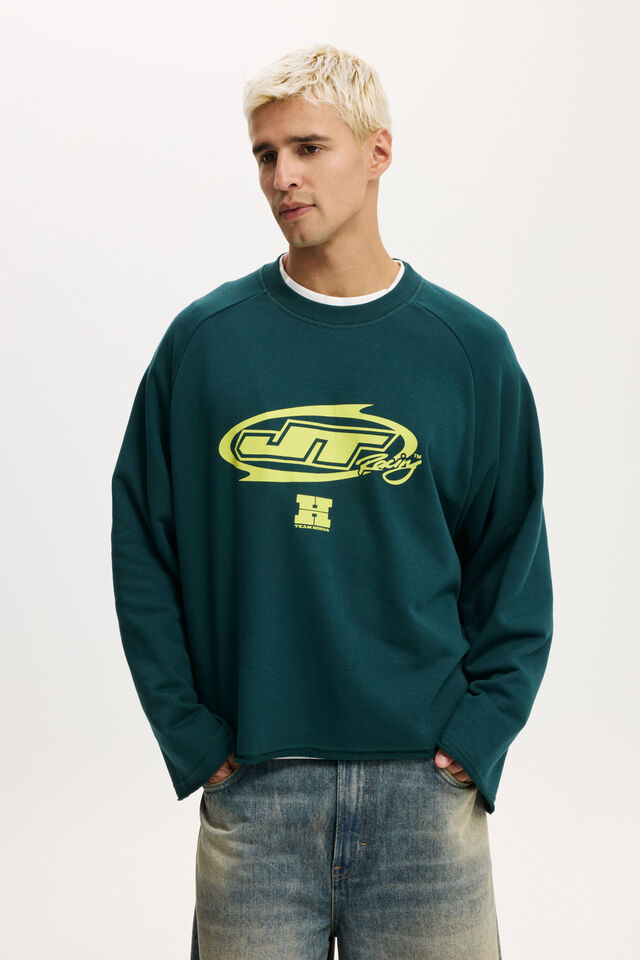 Honda Cropped Crew Fleece, LCN HON DEEP SEA TEAL / HONDA JT RACING - HRC