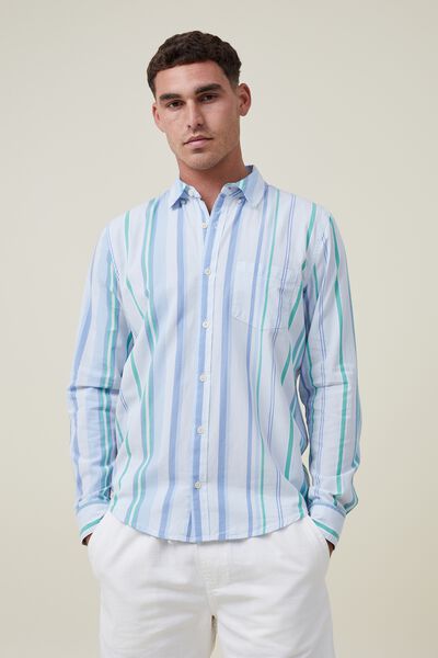Mayfair Long Sleeve Shirt, LIGHT BLUE MIX STRIPE