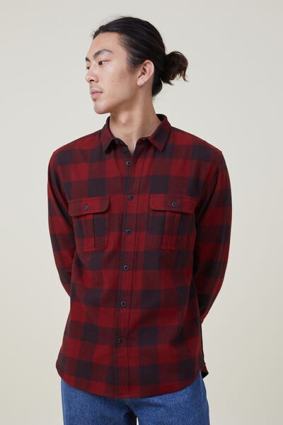 Camisas - Greenpoint Long Sleeve Shirt, RED BUFFALO CHECK