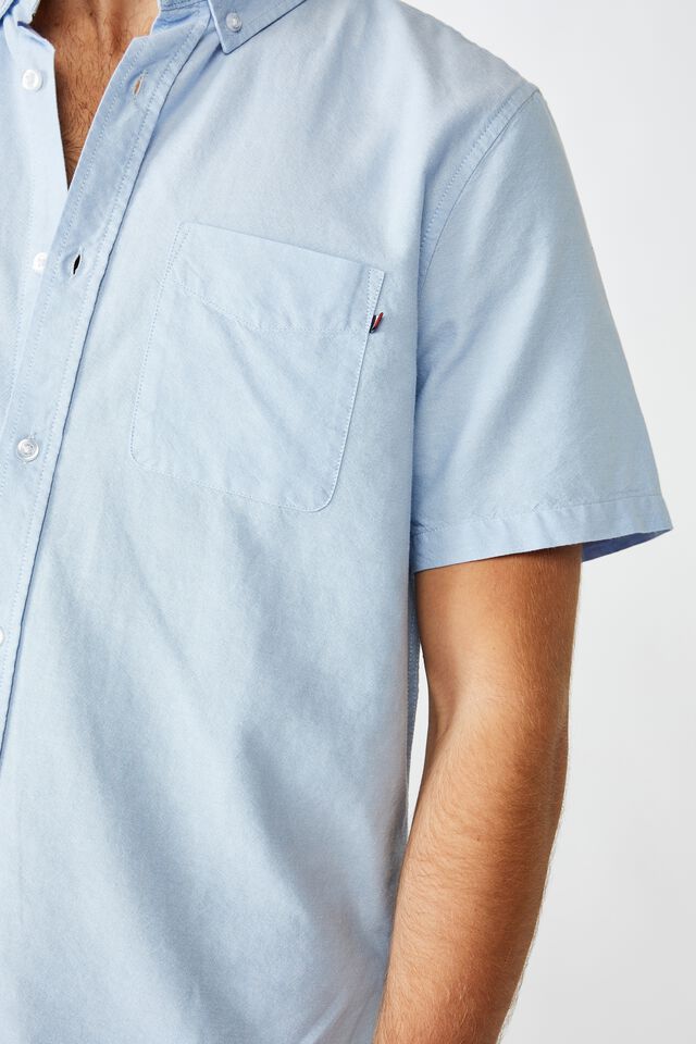 Vintage Prep Short Sleeve Shirt, SKY BLUE OXFORD