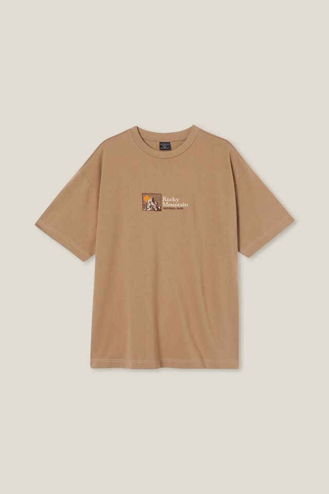 Box Fit Graphic T-Shirt, TAUPE/ROCKY MOUNTAINS