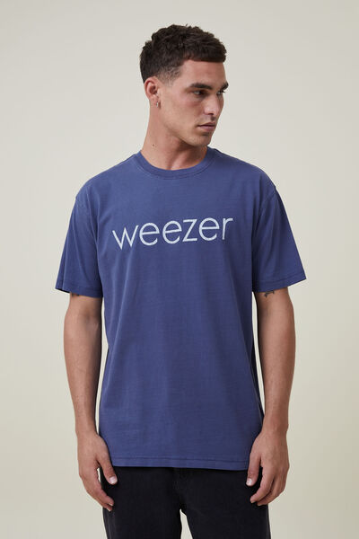 Premium Loose Fit Music T-Shirt, LCN MAN INDIGO/WEEZER - ROCK MUSIC