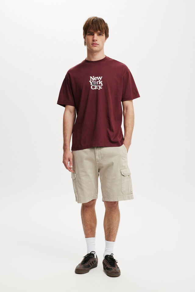 Loose Fit Art T-Shirt, DARK CARMINE/NEW YORK ROSE