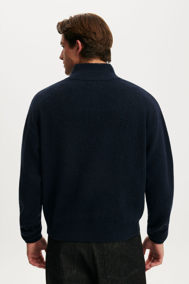 Super Soft Quarter Zip Sweater, NAVY