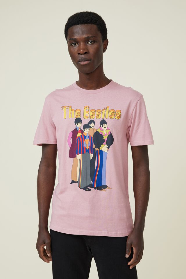 Tbar Collab Music T-Shirt, LCN APP CHALK PINK/THE BEATLES - YELLOW SUBMA
