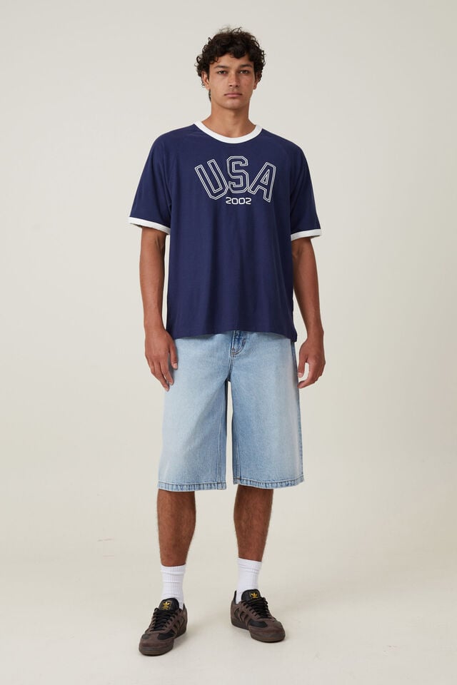 Soccer T-Shirt, INDIGO/VINTAGE WHITE/USA 2002