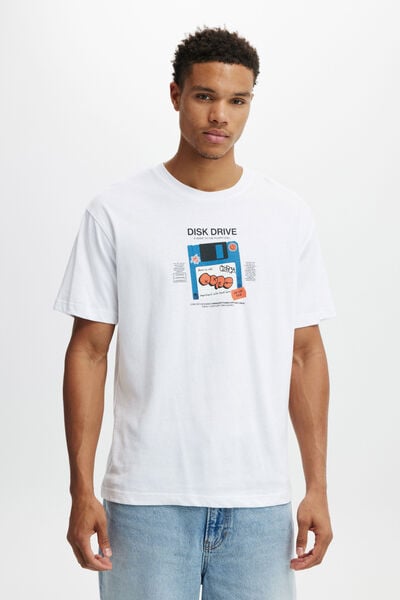 Loose Fit Art T-Shirt, WHITE / DISK DRIVE